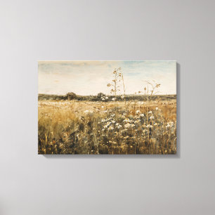 Wildflower Landscape Vintage Canvas Print