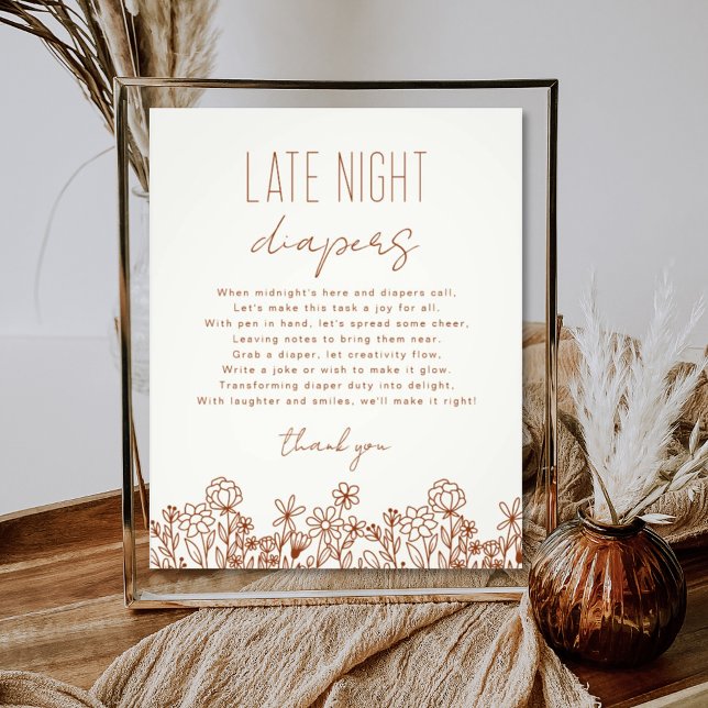 Wildflower Late Night Diapers Baby Shower Game Photo Print (Creator Uploaded)