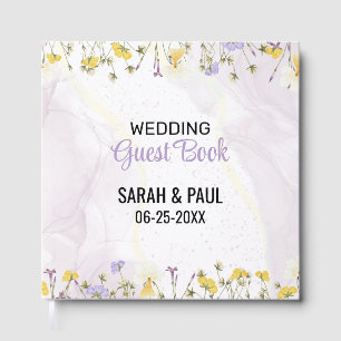 Wildflower Lavender And Yellow Floral Wedding Guest Book