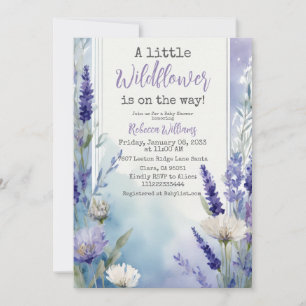Wildflower Lavender Blue Floral Baby Shower  Invitation