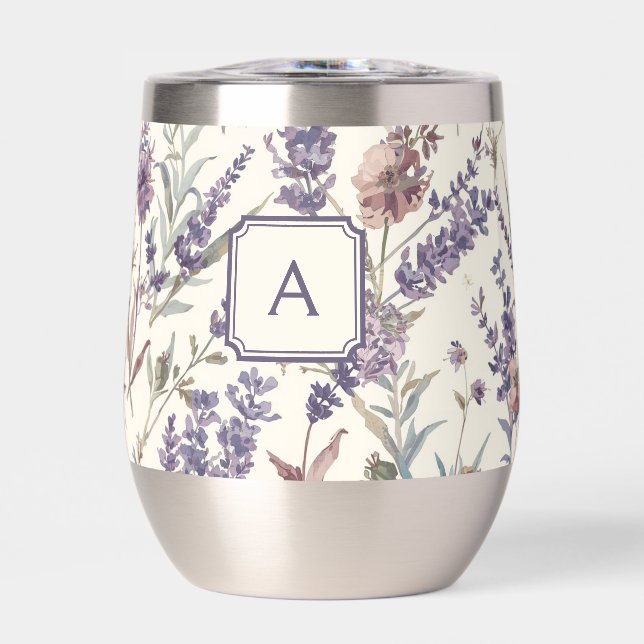 Wildflower Lavender Boho Botanical Floral Monogram (Avant)