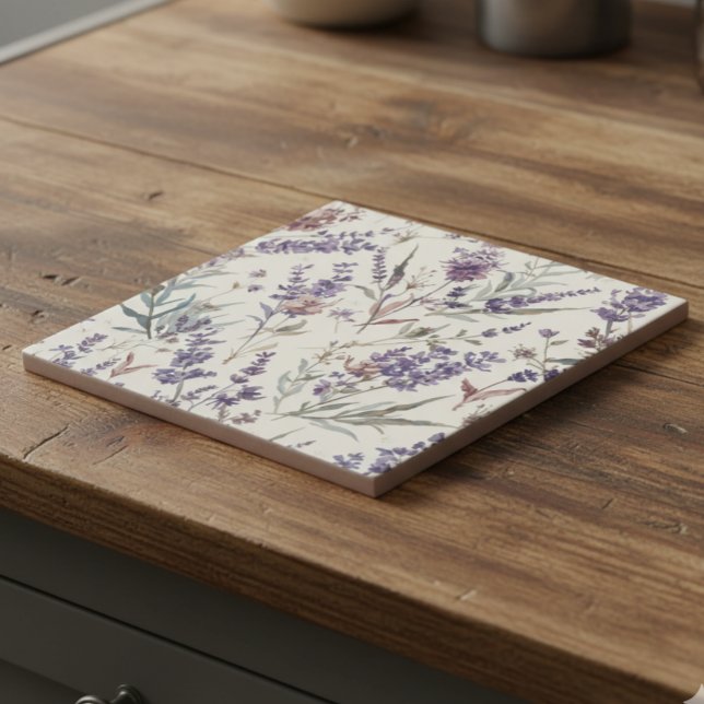 Wildflower Lavender Boho Botanical Floral Tile (Creator Uploaded)