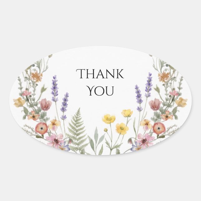 Wildflower Lavender Meadow Wedding Sticker (Front)