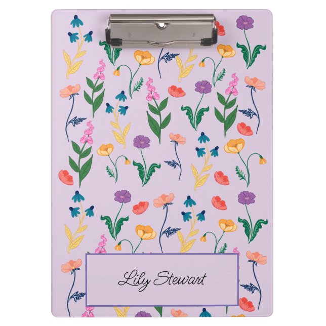 Wildflower Lavender Personalized Clipboard (Front)