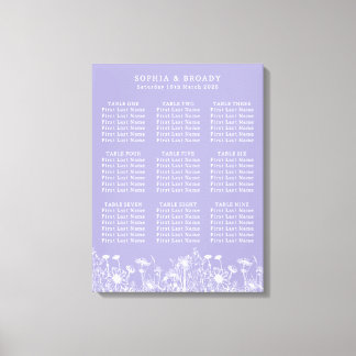 Wildflower Lavender Seating Chart Canvas Print