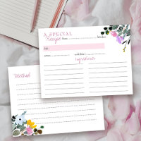 Wildflower Lawn Bridal Shower Recipe Card