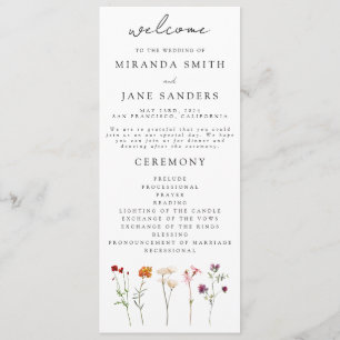 Wildflower Lesbian Pride Floral Wedding Program