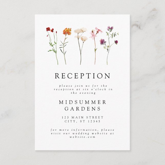 Wildflower Lesbian Pride Wedding Reception Info Enclosure Card (Front)