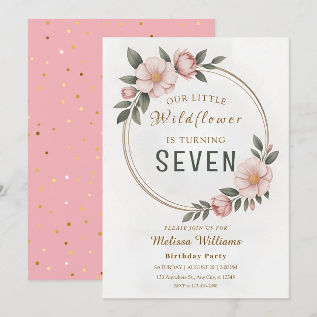Wildflower Level 7 Birthday Invitation (Front/Back)