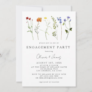Wildflower LGBT Gay Pride Floral Engagement Party Invitation