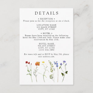 Wildflower LGBTQ Gay Pride Floral Wedding Details Enclosure Card