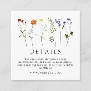 Wildflower LGBTQ Gay Pride Floral Wedding QR Code Enclosure Card