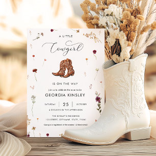 Wildflower Little Cowgirl Western Girl Baby Shower Invitation
