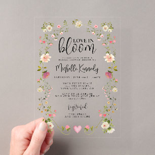 Wildflower Love In Bloom Bridal Shower Acrylic Invitations