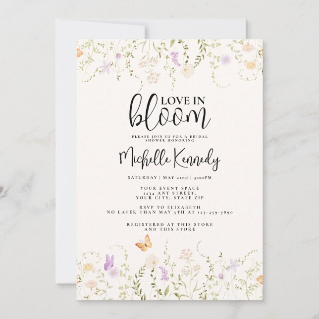Wildflower Love In Bloom Bridal Shower  Invitation (Front)