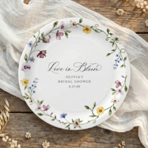 Wildflower Love in Bloom Floral Bridal Shower Paper Plate