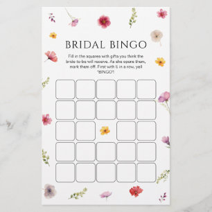 Wildflower Love is Blooming Bridal Bingo Game