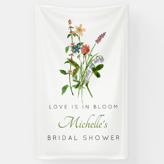 Wildflower Love is in Bloom Bridal Shower Banner (Vertical)
