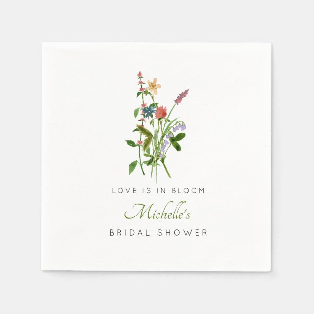 Wildflower Love is in Bloom Bridal Shower  Napkin (Front)