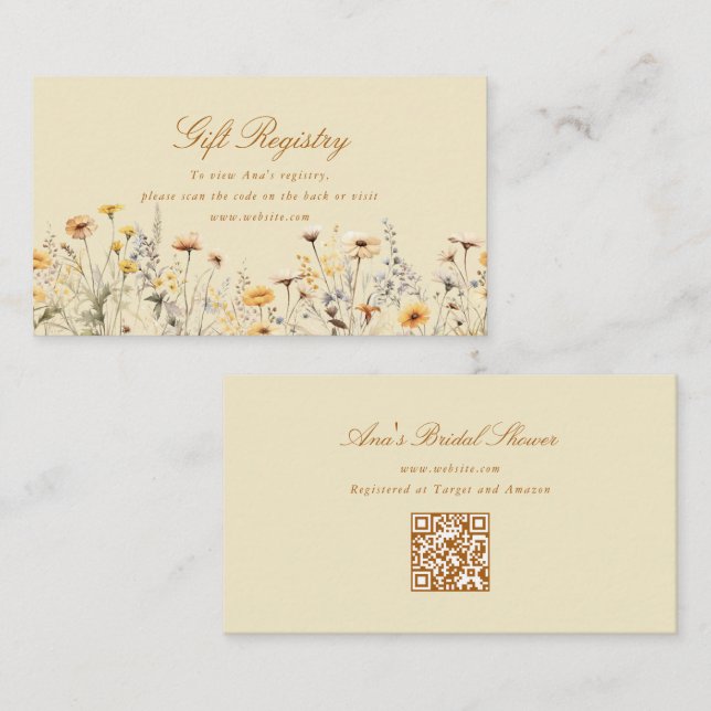 Wildflower Love Is In Bloom Bridal Shower Registry Enclosure Card (Front/Back)
