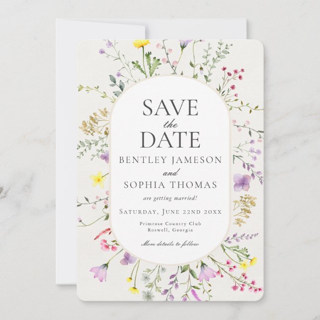 Wildflower Love is in Bloom Save the Date Invitation (Front)