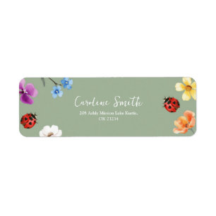 Wildflower Lovebug Baby Shower Address Label