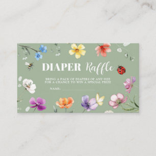 Wildflower Lovebug Baby Shower Diaper Raffle Enclosure Card