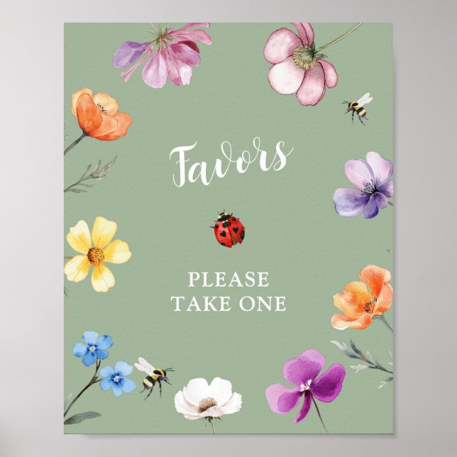Wildflower Lovebug Baby Shower Favours Poster (Front)