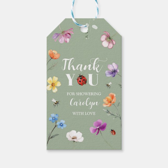 Wildflower Lovebug Baby Shower Gift Tag (Front)