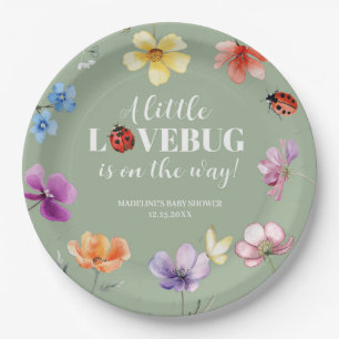 Wildflower Lovebug Baby Shower Paper Plate