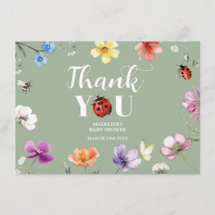 Wildflower Lovebug Baby Shower Thank You Card