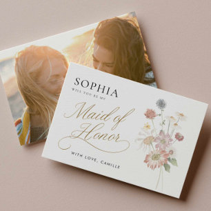 Wildflower Maid of Honour Proposal Card