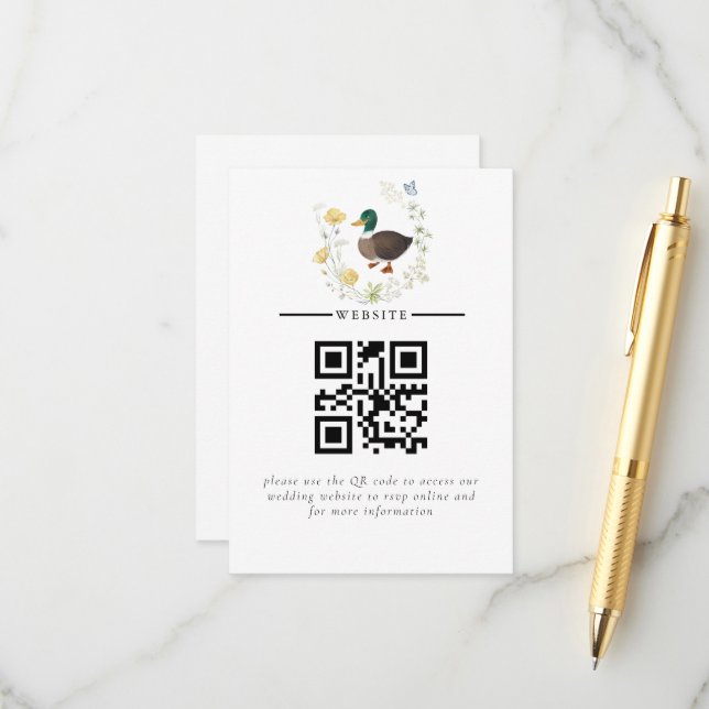 Wildflower Mallard Duck Wedding Enclosure Card (Front/Back In Situ)