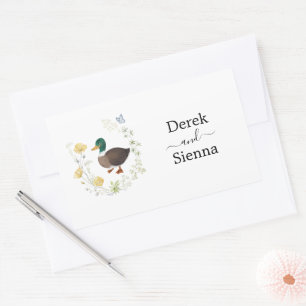Wildflower Mallard Duck Wedding Sticker