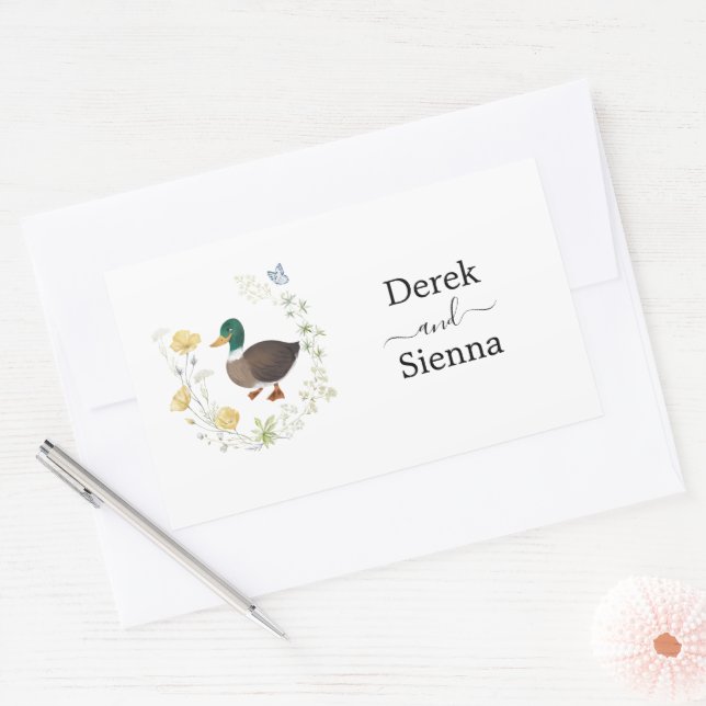 Wildflower Mallard Duck Wedding Sticker (Envelope)
