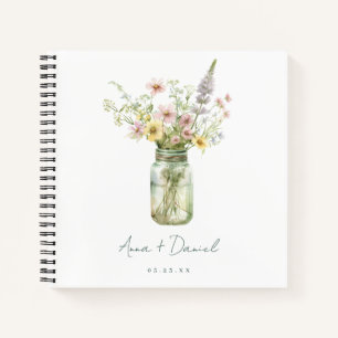 Wildflower Mason Jar Wedding Guest Book