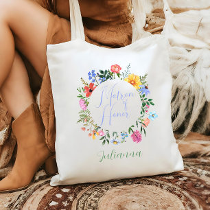Wildflower Matron of Honour Script Wedding  Tote Bag