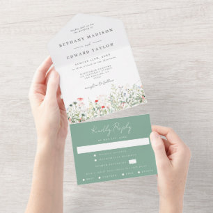 Wildflower Meadow All In One Wedding Invitation