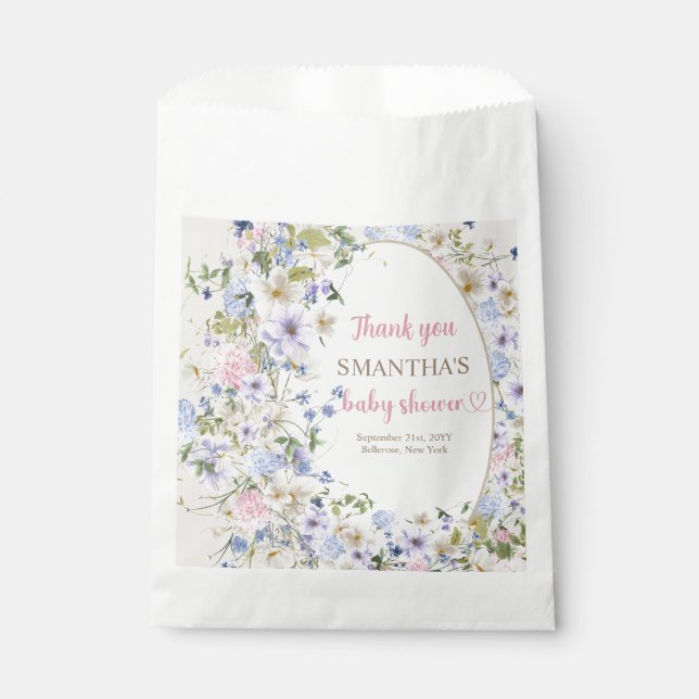 Wildflower Meadow Arch Elegant boho Floral Baby  Favour Bag (Front)