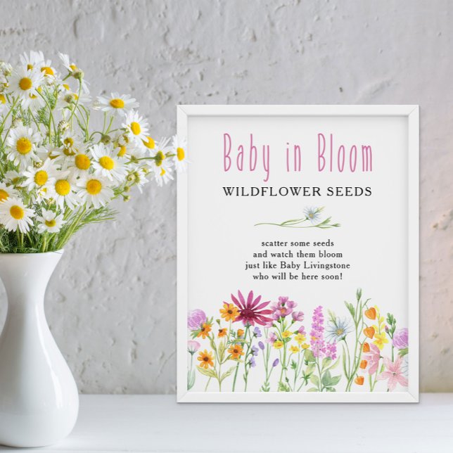 Wildflower Meadow Baby in Bloom Flower Seeds Favou Poster (Baby in Bloom baby shower sign from my Wildflower Meadow Collection - order printed copy or digital )