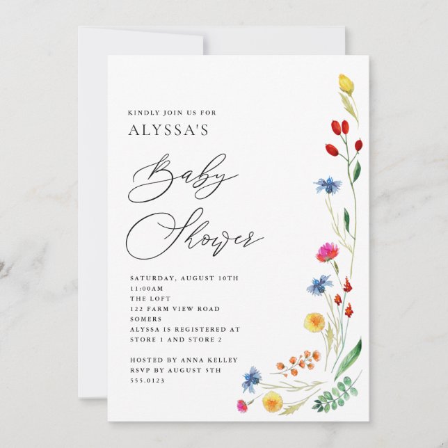 Wildflower Meadow Baby Shower Invitation (Front)