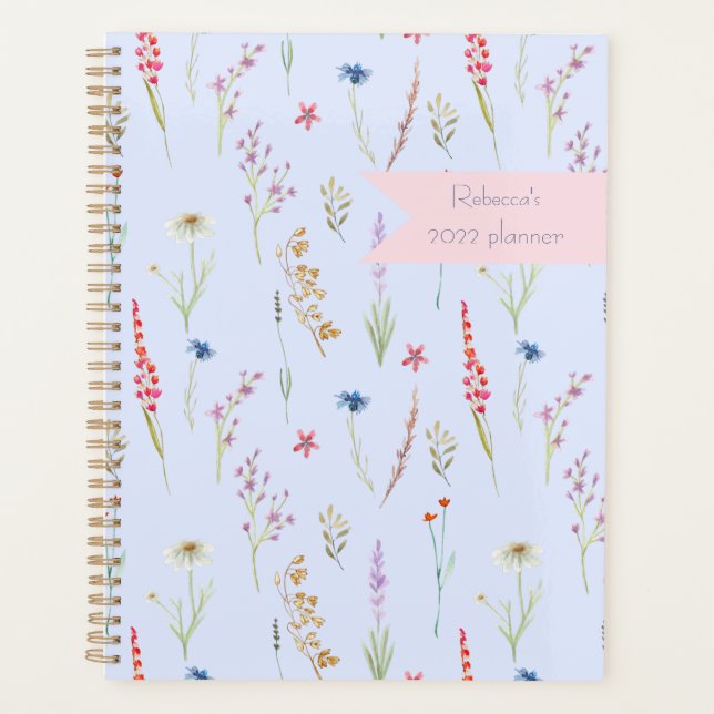 Wildflower Meadow Blue Personalized  Planner (Front)