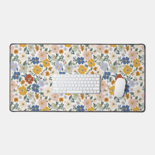 Wildflower Meadow Boho Pattern Desk Mat