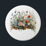 Wildflower meadow botanical garden flowers 3 inch round button<br><div class="desc">Natural wildflower meadow with delicate botanical blossoms. A colorful mix of poppies,  daisies and garden flowers creates a lively spring nature scene inspired by blooming fields.</div>