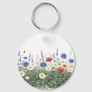 Wildflower meadow botanical garden flowers keychain