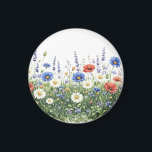 Wildflower meadow botanical garden flowers magnet<br><div class="desc">Natural wildflower meadow with delicate botanical blossoms. A colorful mix of meadow flowers and daisies creates a lively spring nature scene inspired by blooming fields.</div>