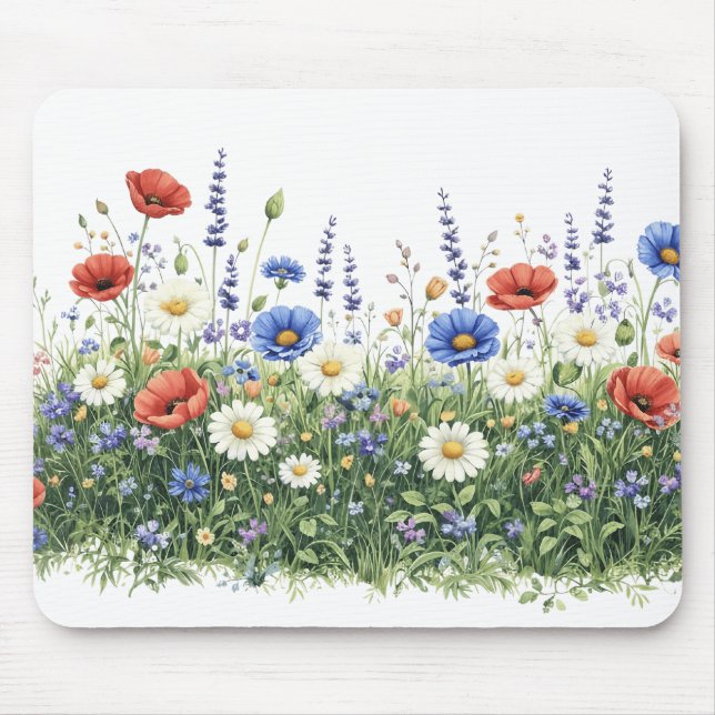 Wildflower meadow botanical garden flowers mouse pad (Front)