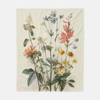 Wildflower Meadow Bouquet Fleece Blanket