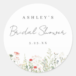 Wildflower Meadow Bridal Shower Classic Round Sticker