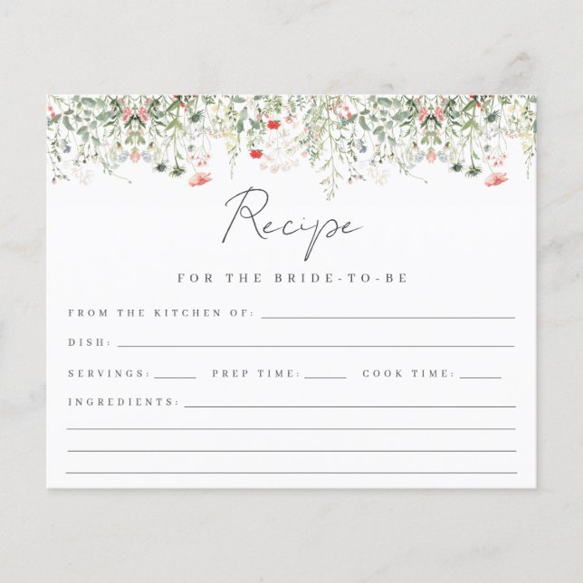 Wildflower Meadow Bridal Shower Recipe Card (Front)